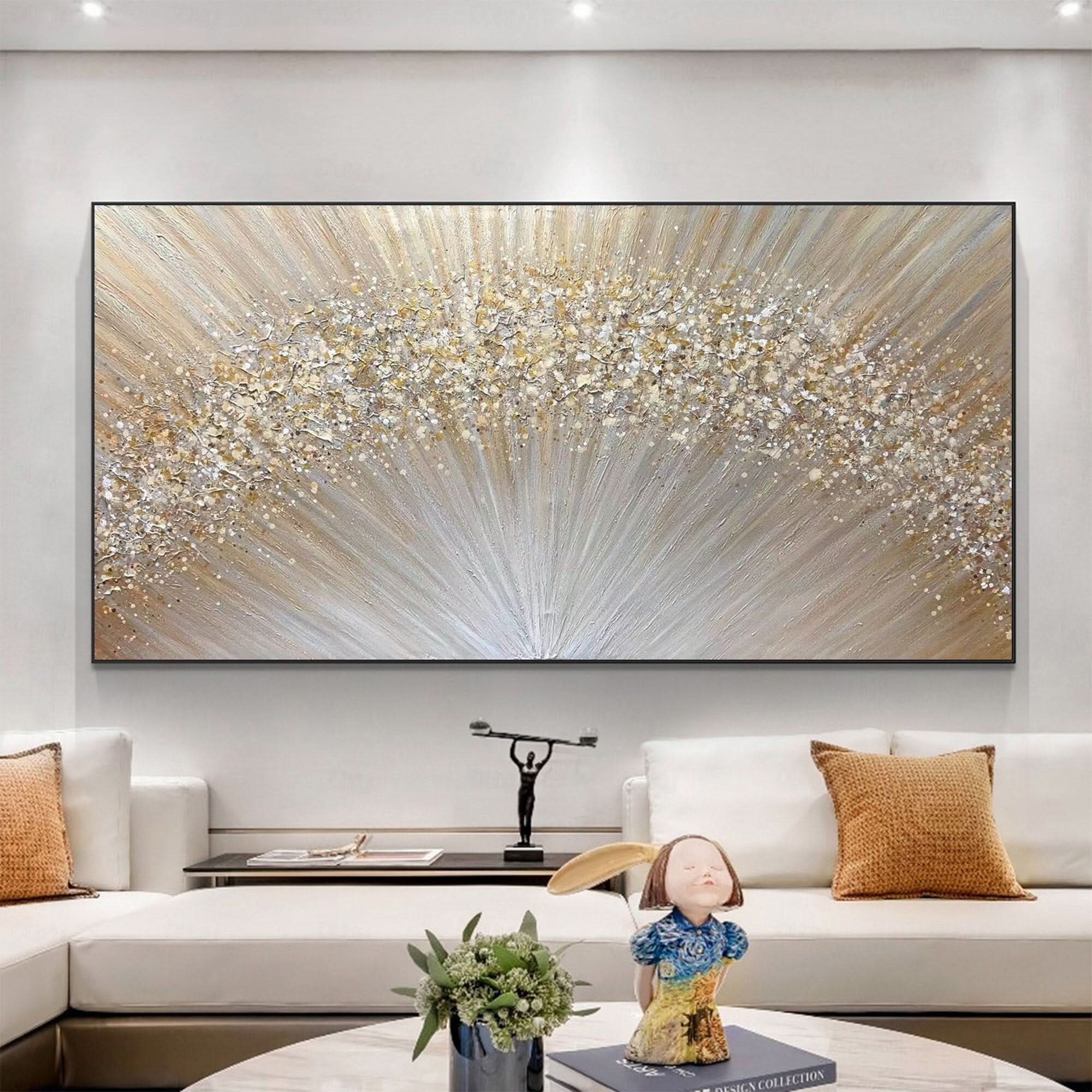 Golden Radiance Abstract Textured Canvas