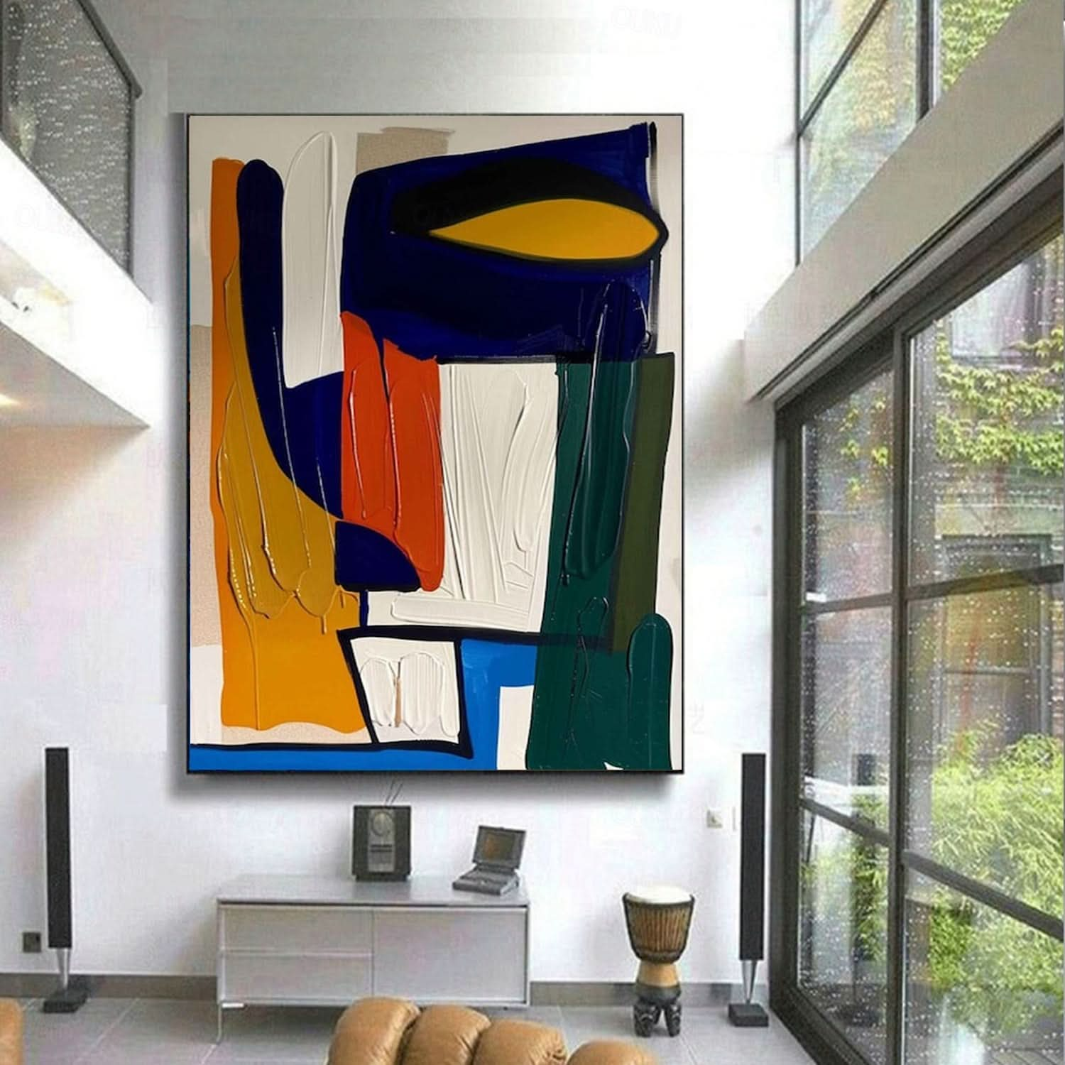 Vibrant Geometric Abstract Oil Painting