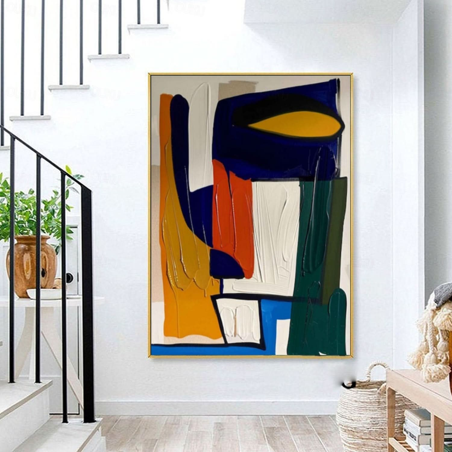 Vibrant Geometric Abstract Oil Painting