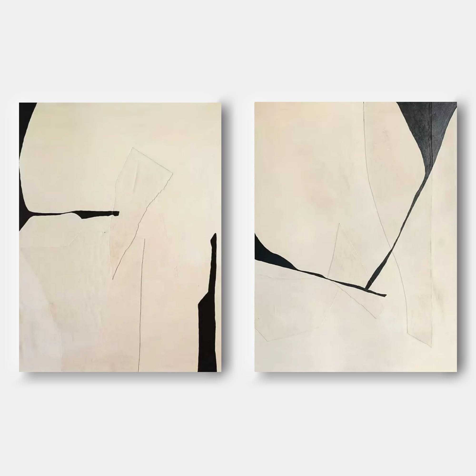 Neutral Elegance: Dual Abstract Canvas