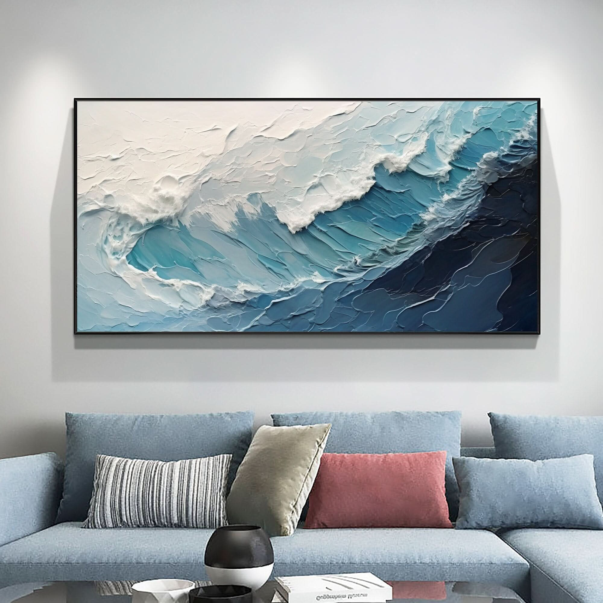 Ocean Symphony - Textured Wave Oil Painting