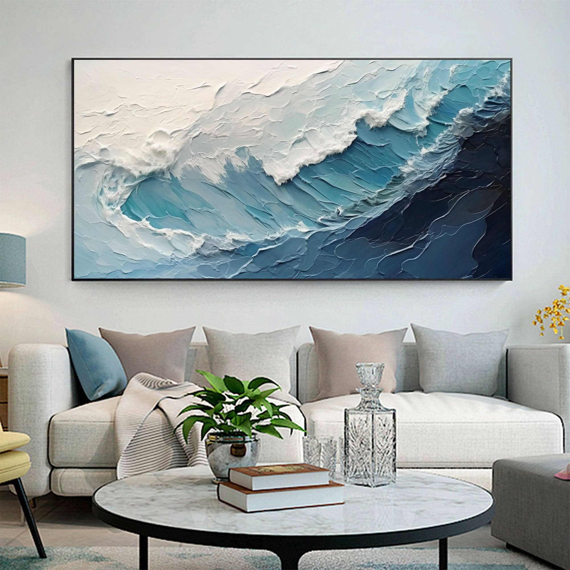 Ocean Symphony - Textured Wave Oil Painting