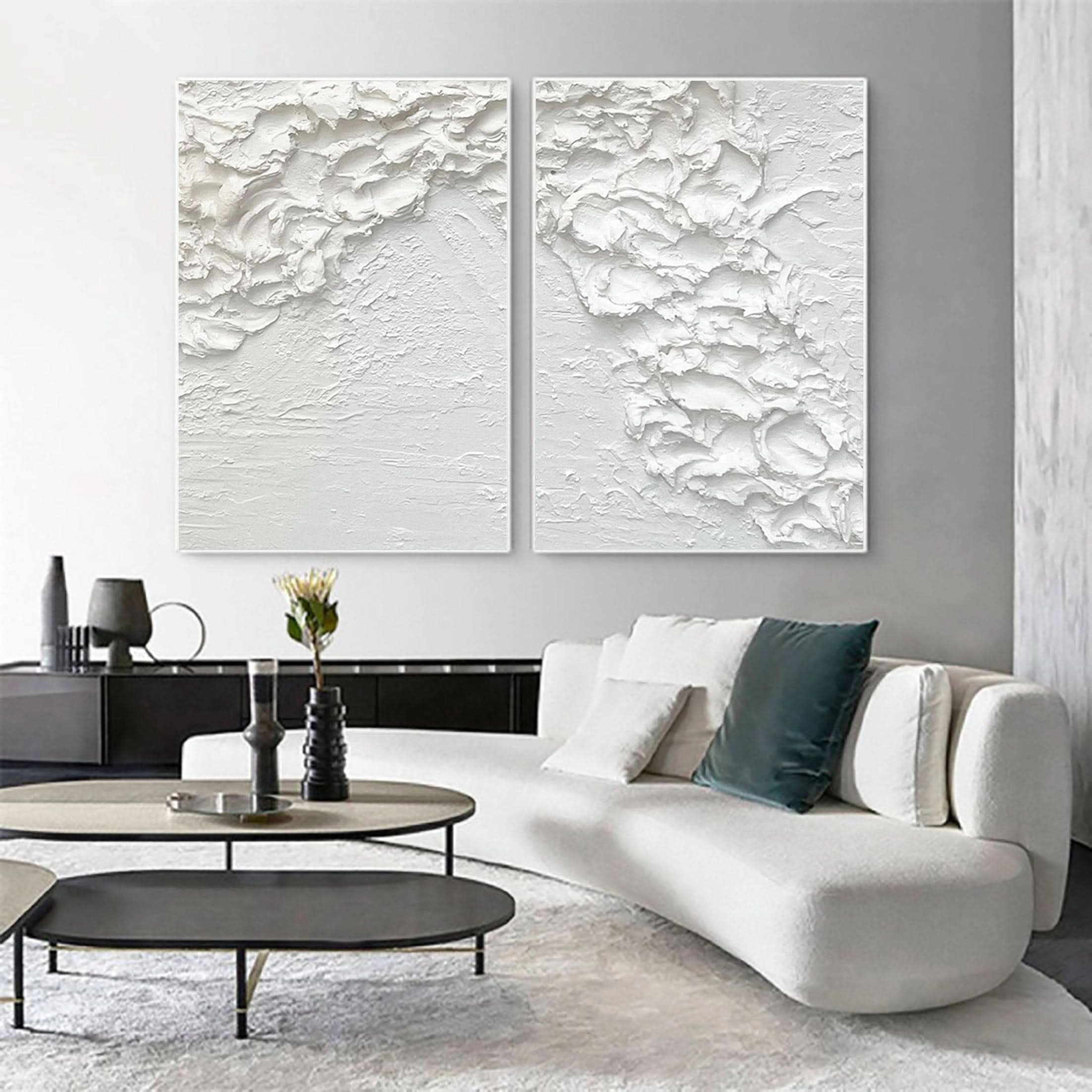 Textured White Serenity Diptych