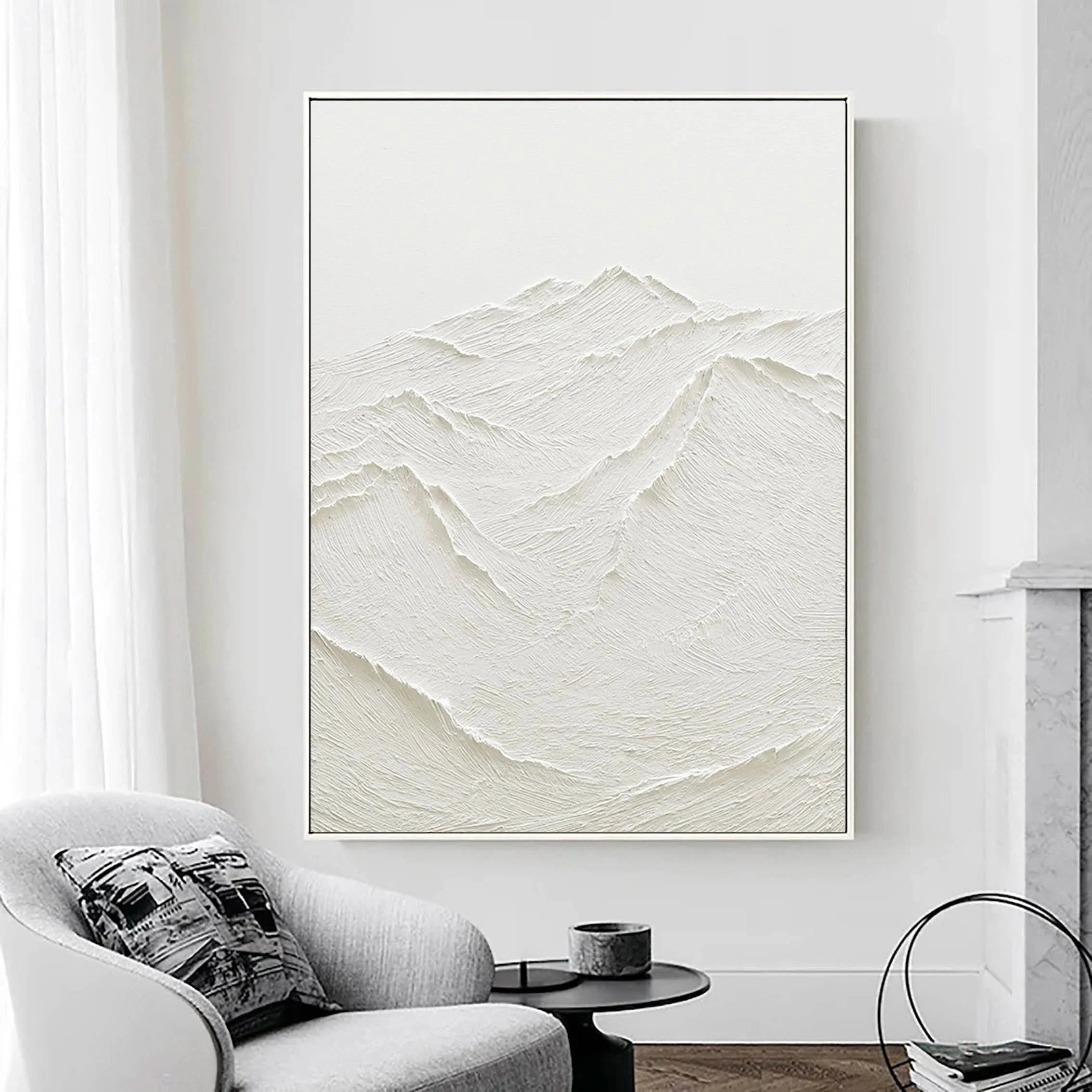 Minimalist White Textured Plaster Painting Original Oversized Wall Art for Bedroom/Living Room