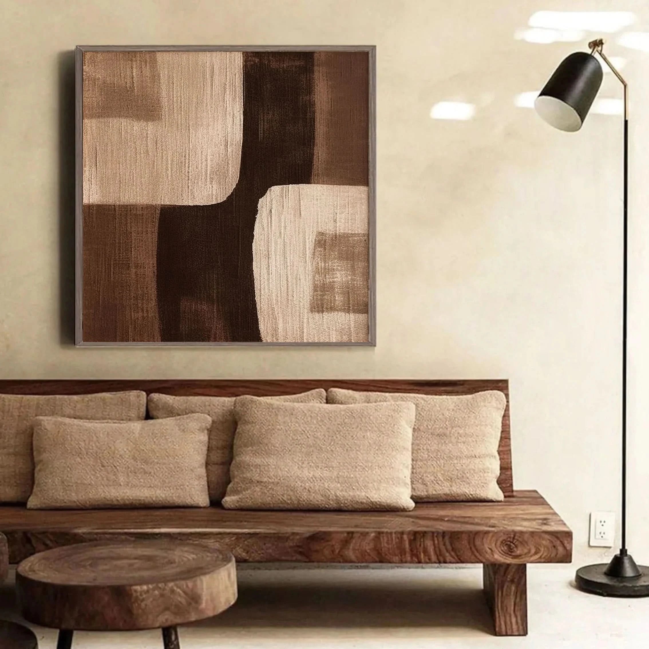 Eleanos Gallery Textured Wabi Sabi Abstract Brown Painting Wall Canvas Artwork