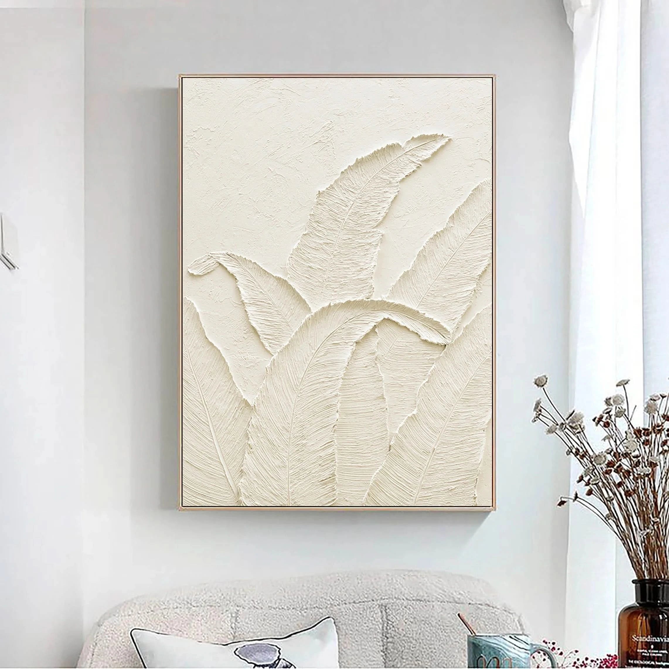 3D Textured Plaster Minimalist Painting White Wall Decor