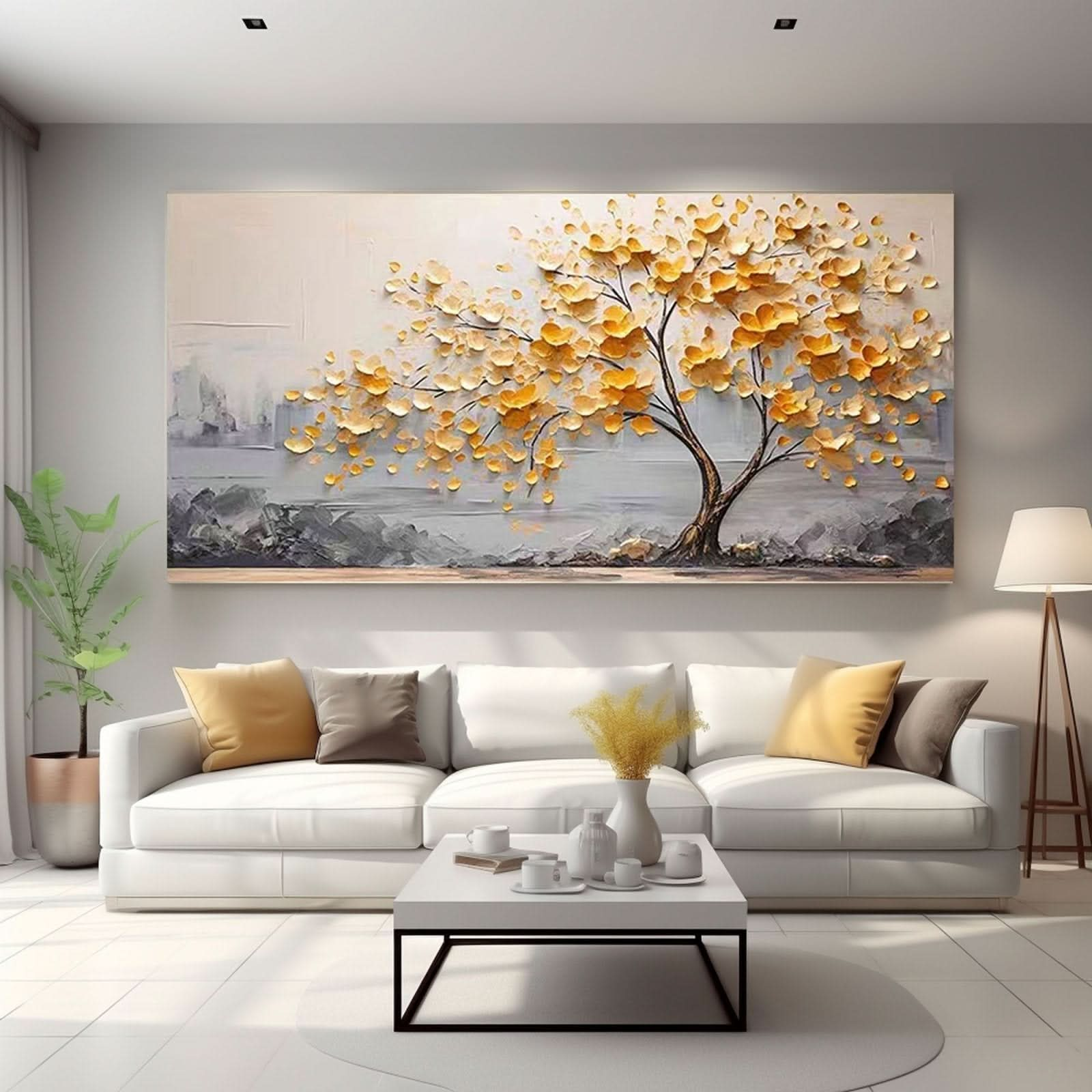 Plaster Wall Art "Golden Solitude" - nukeart