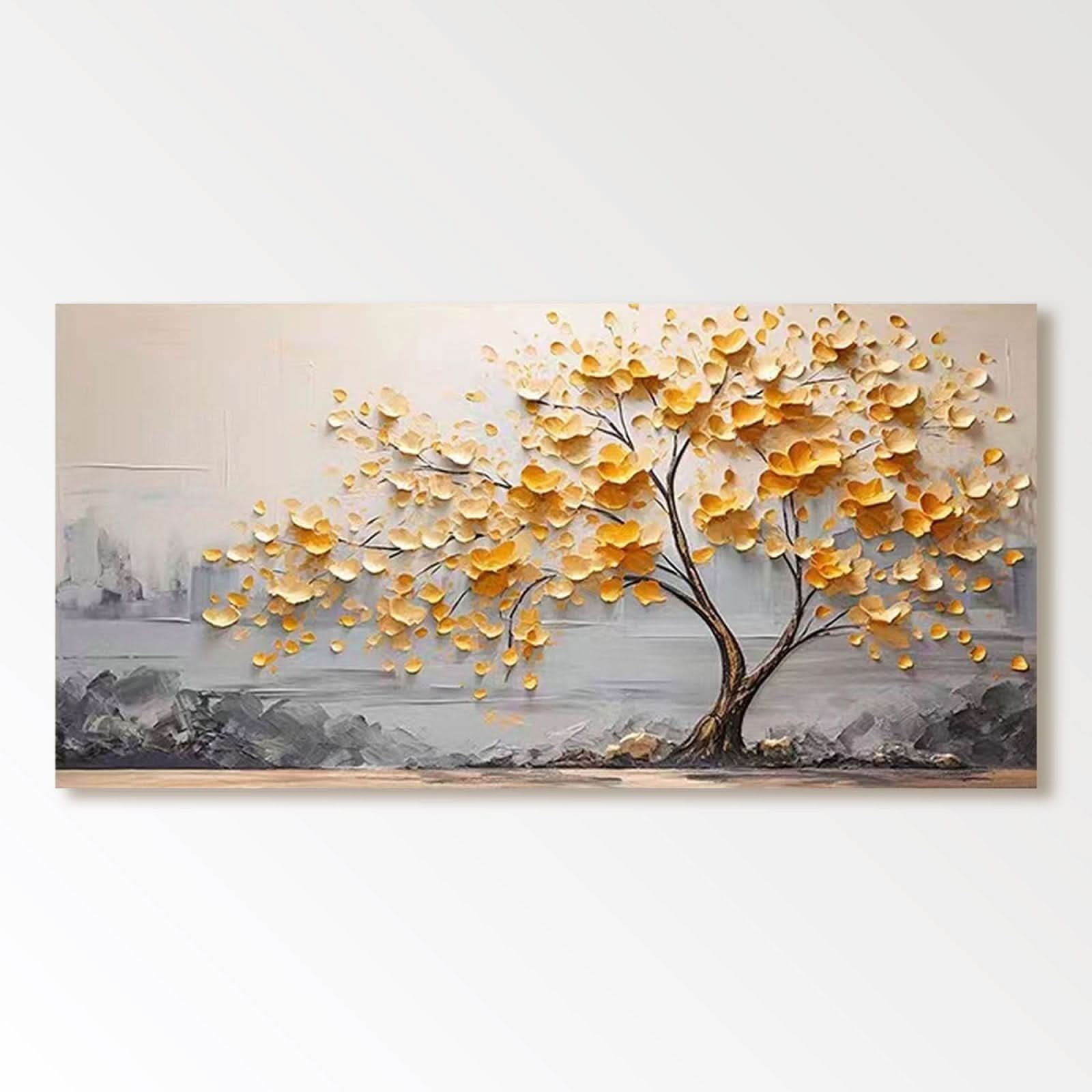 Plaster Wall Art "Golden Solitude" - nukeart