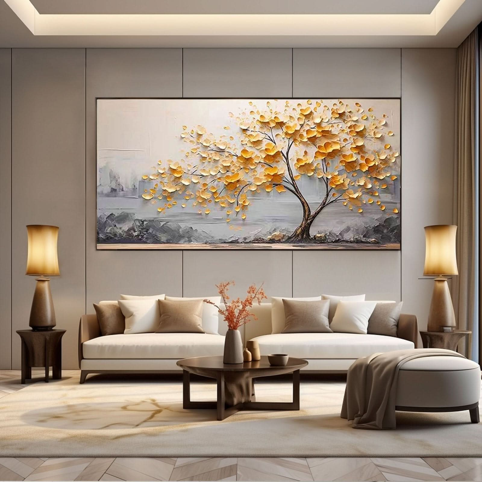 Plaster Wall Art "Golden Solitude" - nukeart