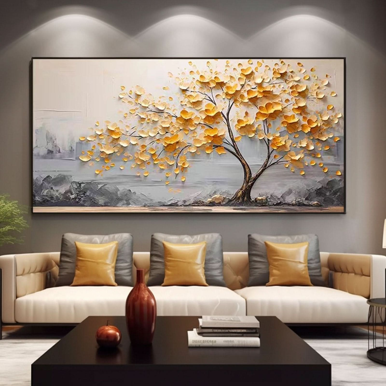 Plaster Wall Art "Golden Solitude" - nukeart