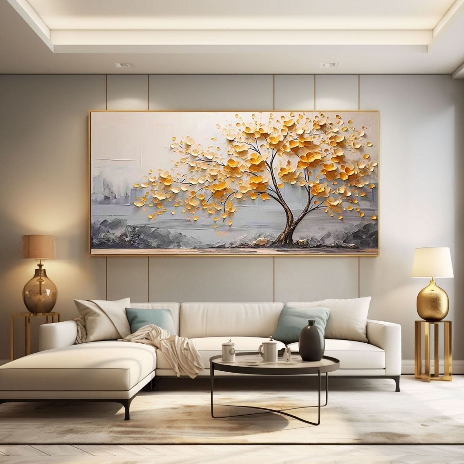 Plaster Wall Art "Golden Solitude" - nukeart