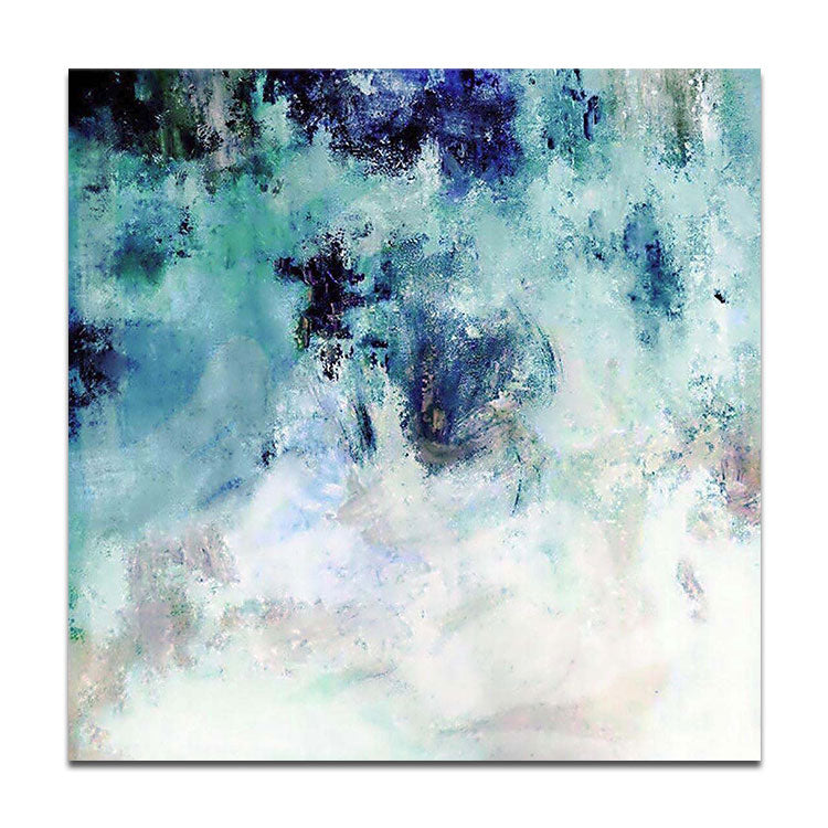 Large Canvas Art Original Dark Blue And White Art  light Blue Canvas Acrylic Abstract Texture Art | Into the Misty Mountains