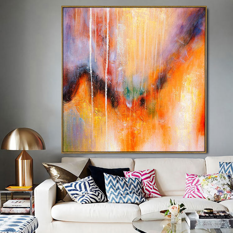 Large Acrylic Abstract Painting Gold Painting Leaf Painting Original Art Painting | Golden legend