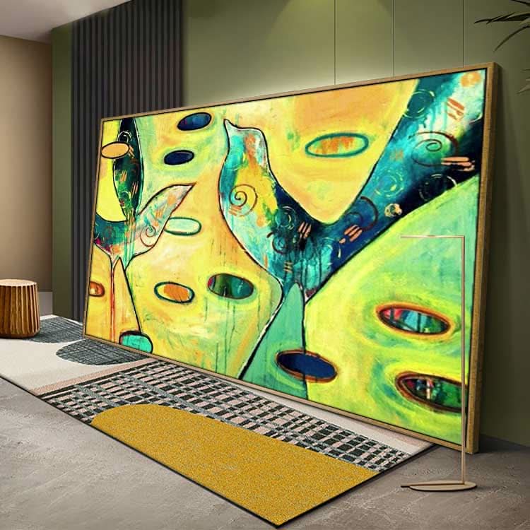 Der Vogel, der morgens singt - Handgemachtes Vogel-Wandbild auf Leinwand 