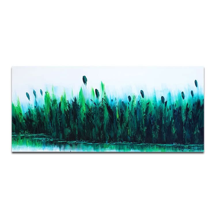 Modernes Wanddekor Ölgemälde Handgemachtes Ölgemälde Original Kunst Wohnzimmer Tiefblau Abstrakte Kunst Grünes Gemälde | Schilfsümpfe 