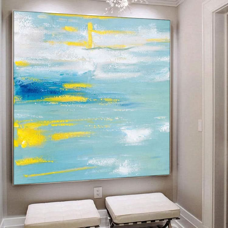 Clouds Abstract Acrylic Painting On Canvas With Gold Stroke On Canvas Large Contemporary Oil Painting | Clouds in the sky