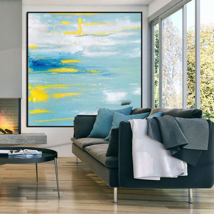 Clouds Abstract Acrylic Painting On Canvas With Gold Stroke On Canvas Large Contemporary Oil Painting | Clouds in the sky