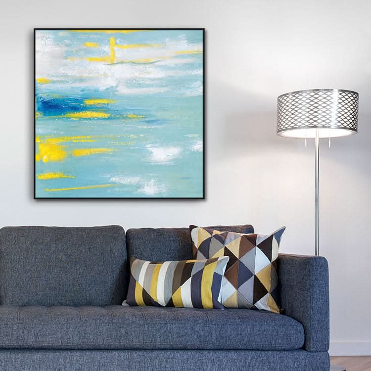 Clouds Abstract Acrylic Painting On Canvas With Gold Stroke On Canvas Large Contemporary Oil Painting | Clouds in the sky