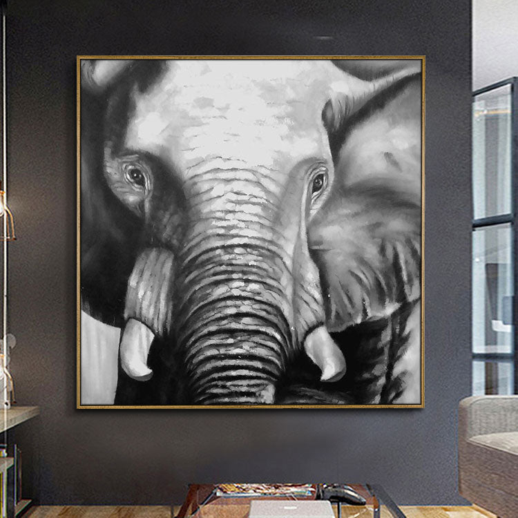 Abstract elephant oil painting | Looking forward to