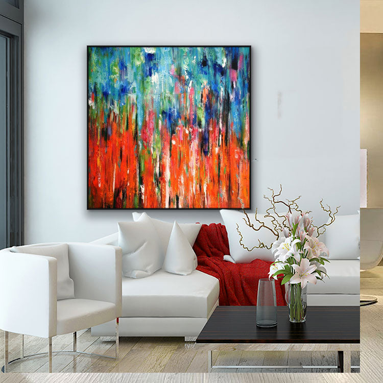 Oversized Painting Painting Handmade Large Canvas Art Original Oil Painting Abstract Art Canvas Red And Green Painting Blue Painting | Vigorous growth