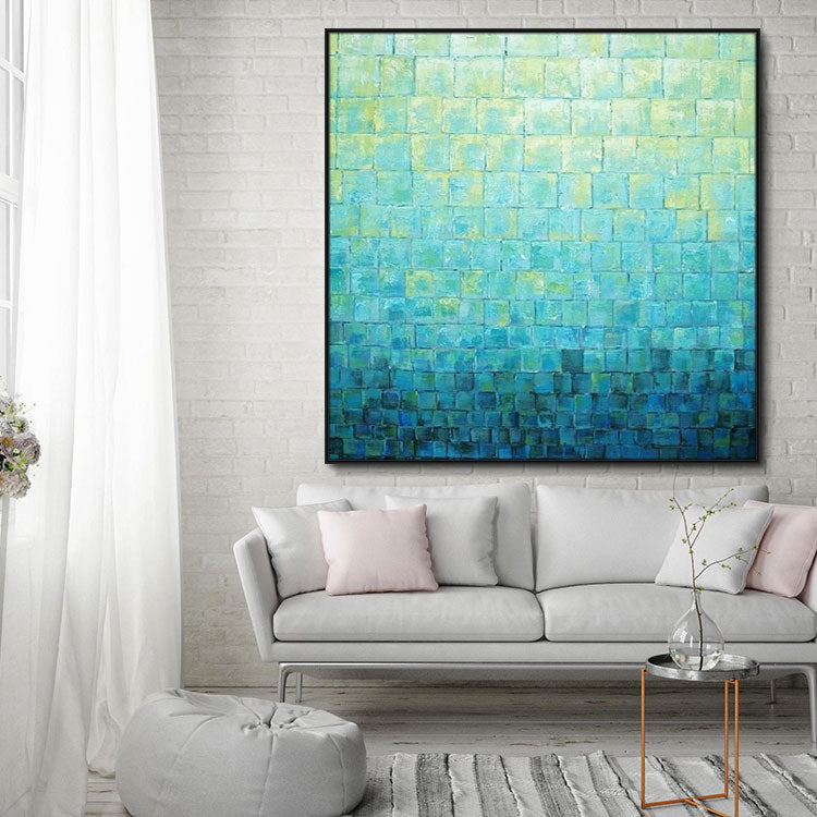 Extra Large Handmade Turquoise Abstract Wall Art Modern Canvas Wall Painting