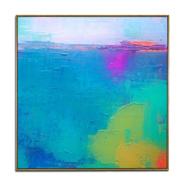 Green Blue Painting Artwork Large Canvas Art Hand Made Painting Painting Modern | Original abstract painting blue sea