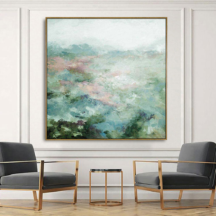 Green Spring Field Landscape Oil Painting Contemporary Canvas Wall Art