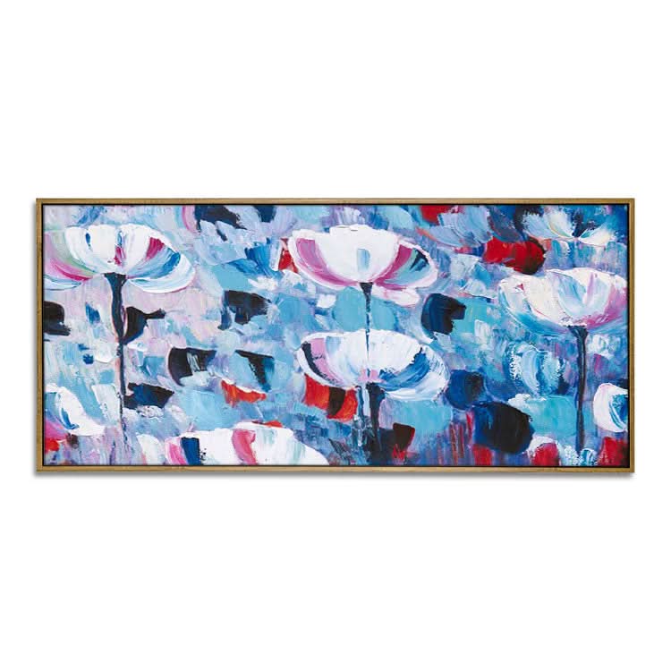 Extra großes abstraktes Ölgemälde Wohnzimmer Original Kunstgemälde Weißes und rotes Gemälde Blaues Gemälde | Die Schönheit der Blumen 