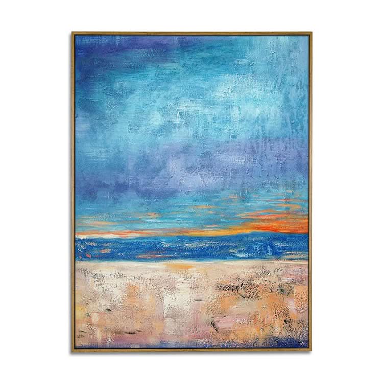 Marine Far View - Handgemaltes Meeresgemälde auf Leinwand, Wandkunst, Landschaftsgemälde 