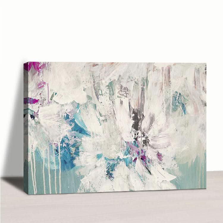 Beige Wandkunst Blaue Leinwandkunst Abstraktes Acrylgemälde | Phenix 