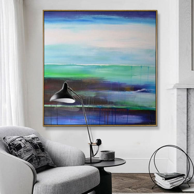 Handmade Canvas Oil Painting Big Size Painting Oil Painting Original Modern Acrylic Painting Green Blue Wall Art Painting | Wetland landscape