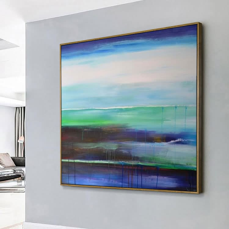 Handmade Canvas Oil Painting Big Size Painting Oil Painting Original Modern Acrylic Painting Green Blue Wall Art Painting | Wetland landscape