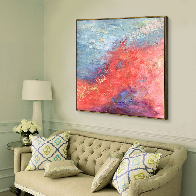 Original Art Painting Red Abstract Art Blue Painting On Canvas Living Room | Legends of the Land