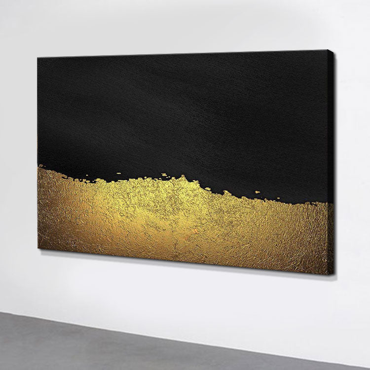 Abstract canvas art, Gold and Black Wall Art | Shining gold