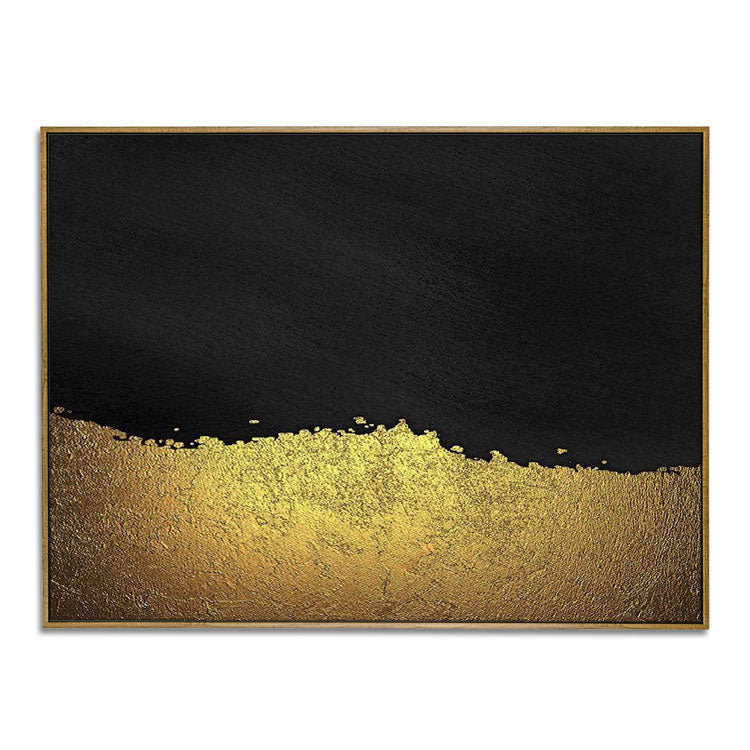 Abstract canvas art, Gold and Black Wall Art | Shining gold