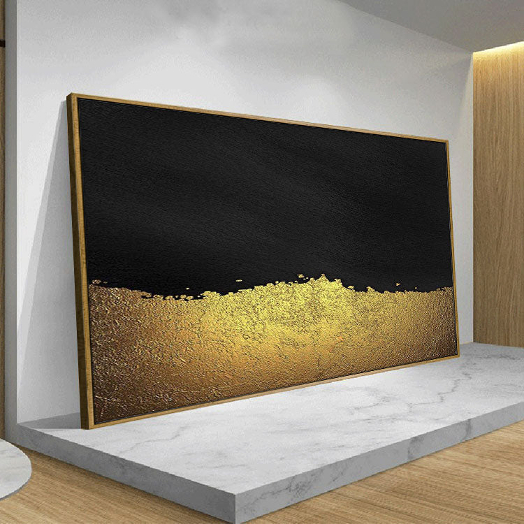 Abstract canvas art, Gold and Black Wall Art | Shining gold