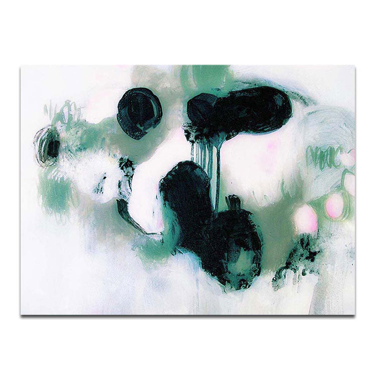 Large Black, Green, and White Abstract Painting | Flight