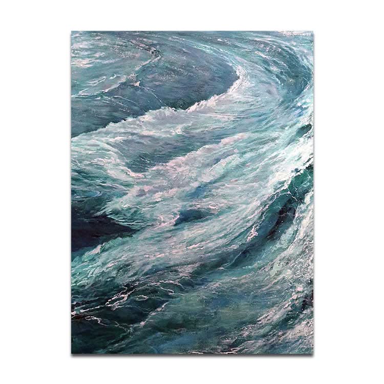 Der Wind blies die Wellen - handgefertigte Landschaft Wandkunst Wellen Leinwand Ölgemälde 