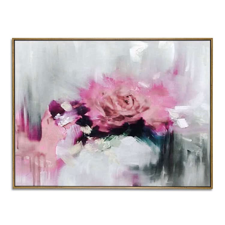 Forgotten Love - Handgemaltes rosa Blumenölgemälde Moderne abstrakte Wandkunst 