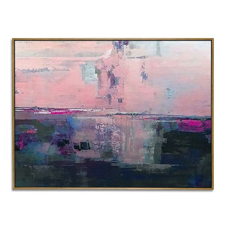Kreatives abstraktes Gemälde, Originalgemälde an der Küste, modernes Strukturbild, Sonnenuntergangslicht 