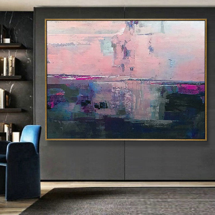 Creative Abstract Painting Original Sea Coastal Painting Modern Set Texture Artwork | Sunset glow