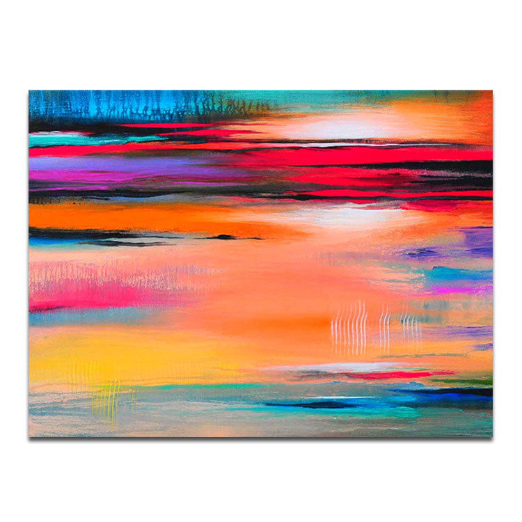 Sunset Glow - Hand Made Sunset Wall Art Natural Scenery Oil Painting on Canvas