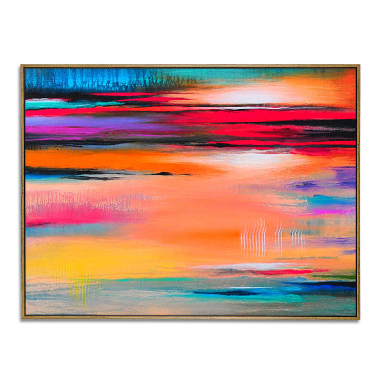 Sunset Glow - Hand Made Sunset Wall Art Natural Scenery Oil Painting on Canvas