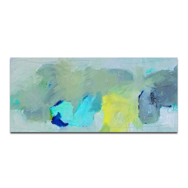 Painting art on canvas modern abstract,Abstract oil painting on canvas,Oil Painting Canvas Large Size,Living Room,Light Blue Green And Yellow Painting Artwork