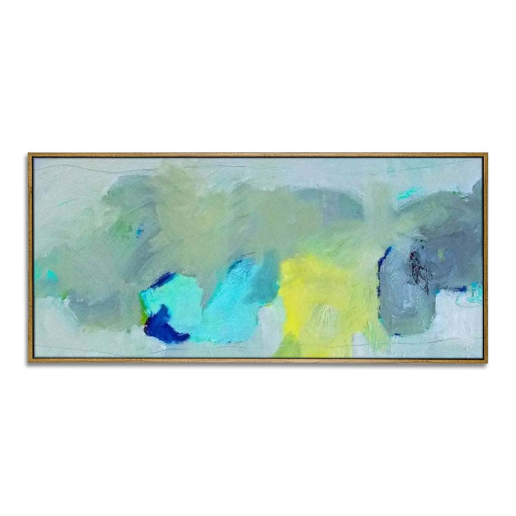 Painting art on canvas modern abstract,Abstract oil painting on canvas,Oil Painting Canvas Large Size,Living Room,Light Blue Green And Yellow Painting Artwork