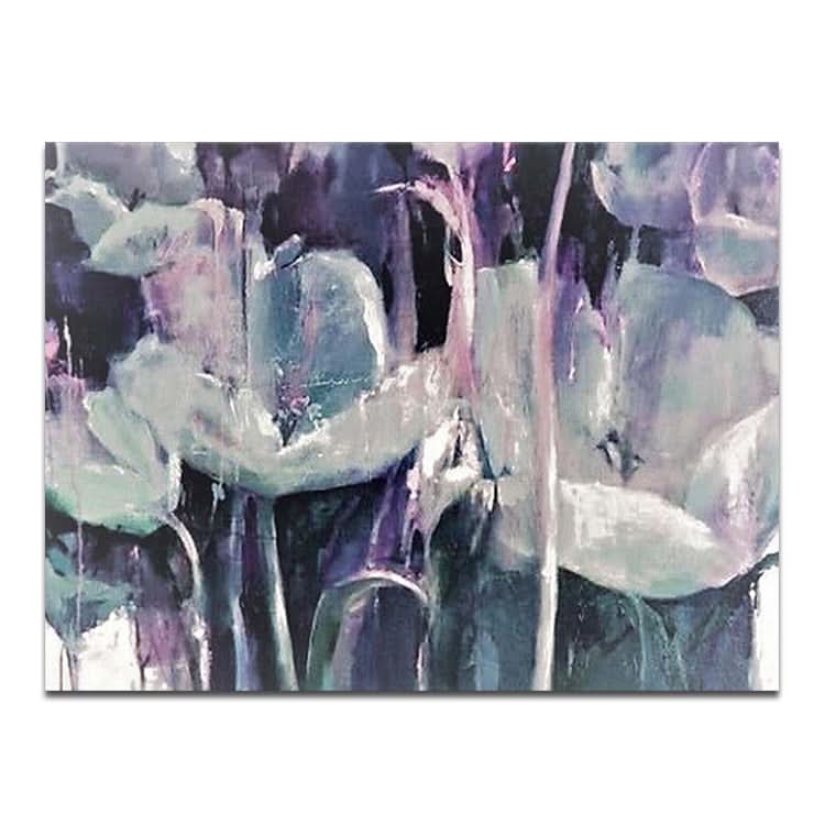 Lotusblatt - Handgemalte Pflanze Leinwand Wandkunst Lotus Blumen Ölgemälde 