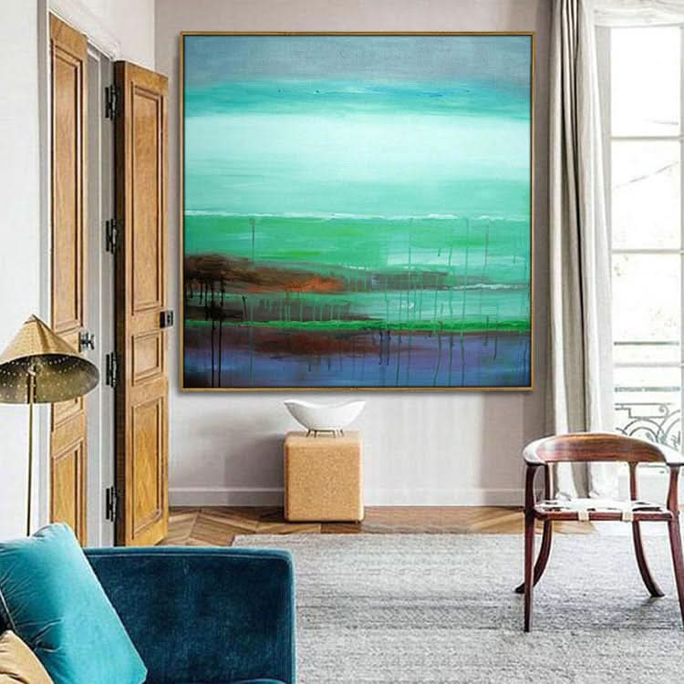 Handmade Canvas Painting Original Painting On Canvas Modern Paintings Large Oil Painting Modern Green And Blue Painting | Wetland landscape