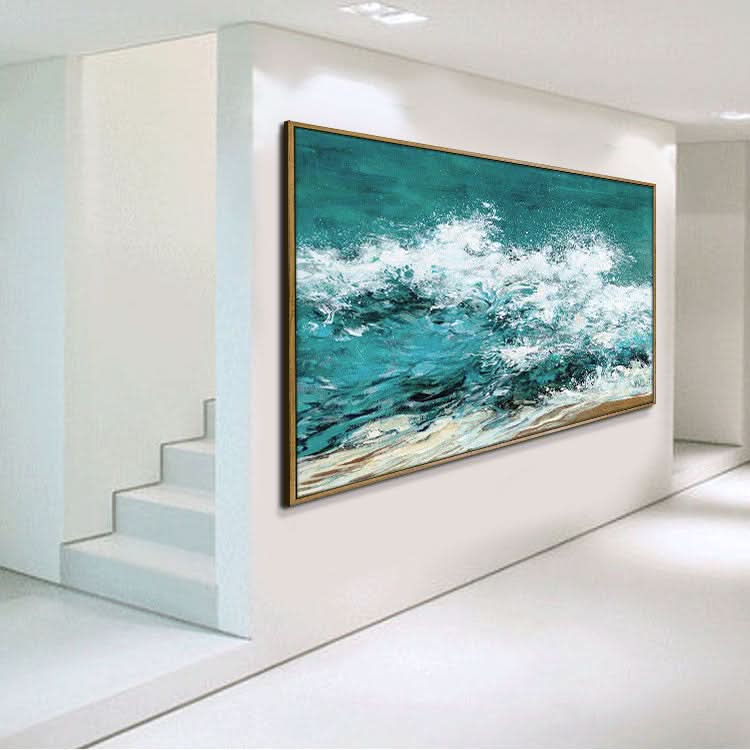Tumbling Wave - Handgemachtes Wandbild mit Meereslandschaft auf Leinwand 