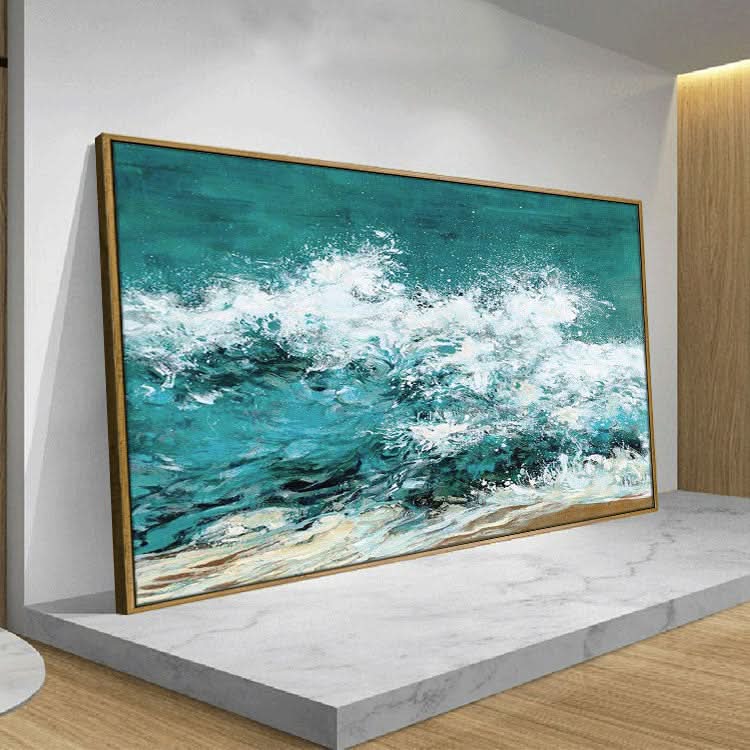 Tumbling Wave - Handgemachtes Wandbild mit Meereslandschaft auf Leinwand 