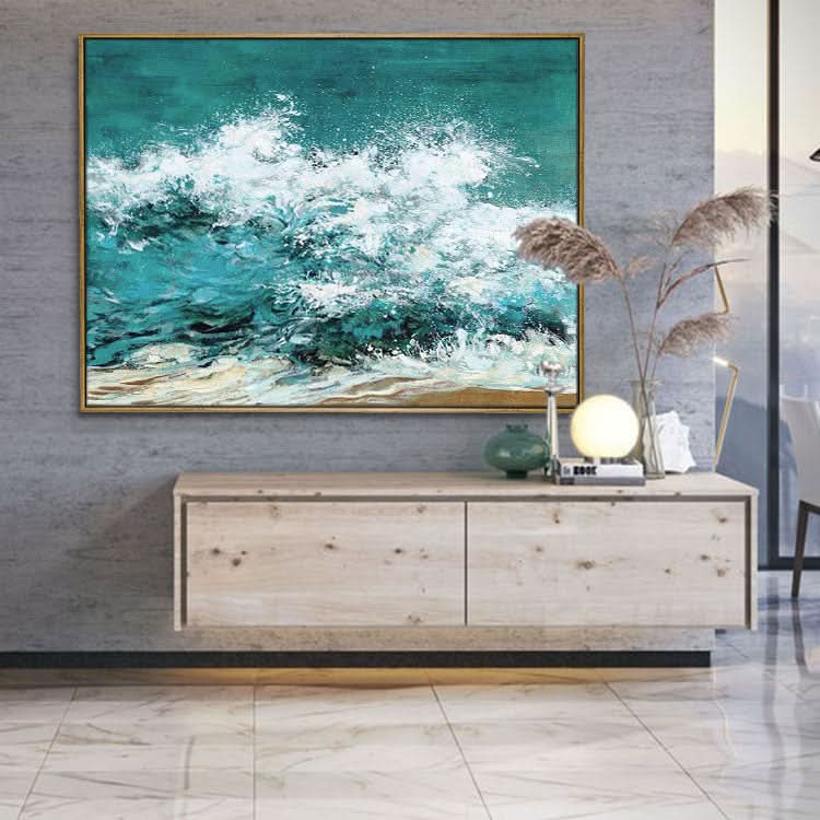 Tumbling Wave - Handgemachtes Wandbild mit Meereslandschaft auf Leinwand 